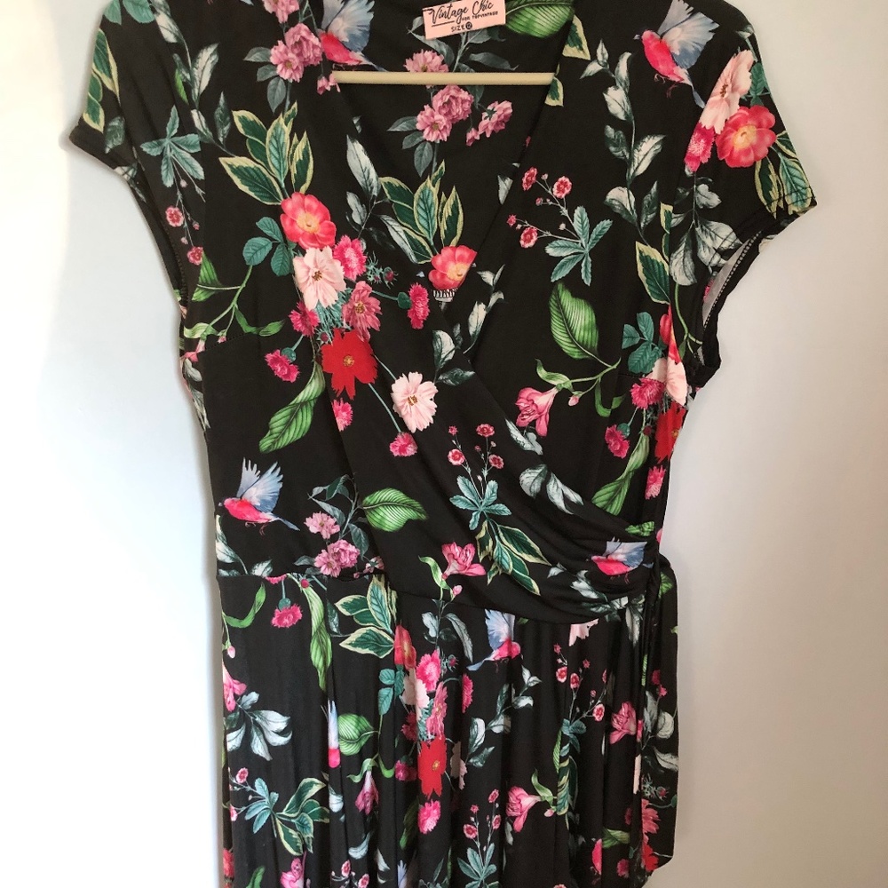 TopVintage 50s Floral Swing Dress - Picture 1 of 2